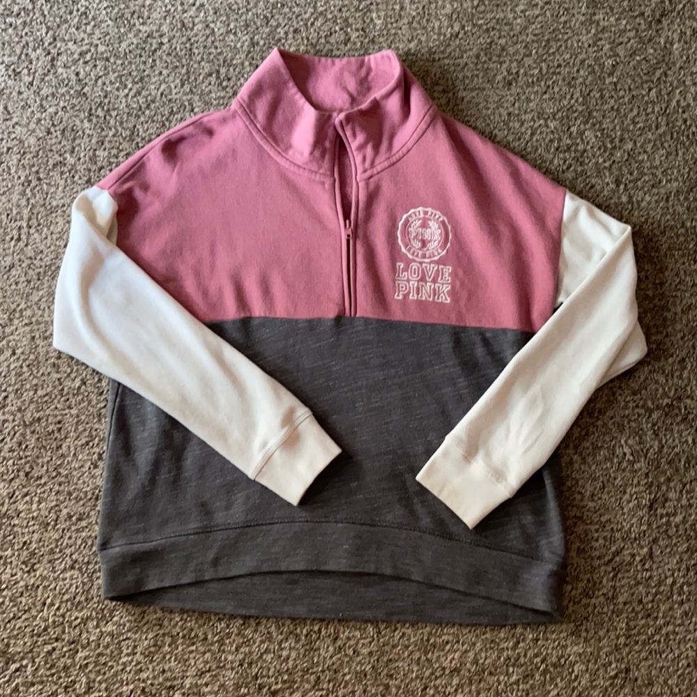 PINK 1/4 Zip Sweatshirt- Size L